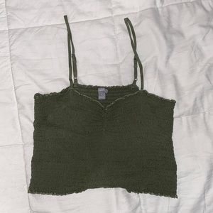 AERIE Green Scrunch Tank Top